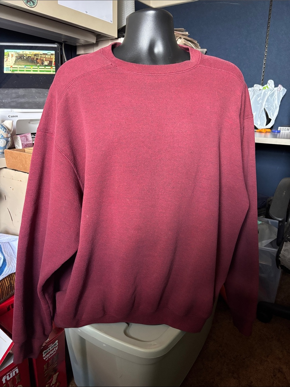 Men's Crewneck Sweatshirt- Burgundy Sz XXL